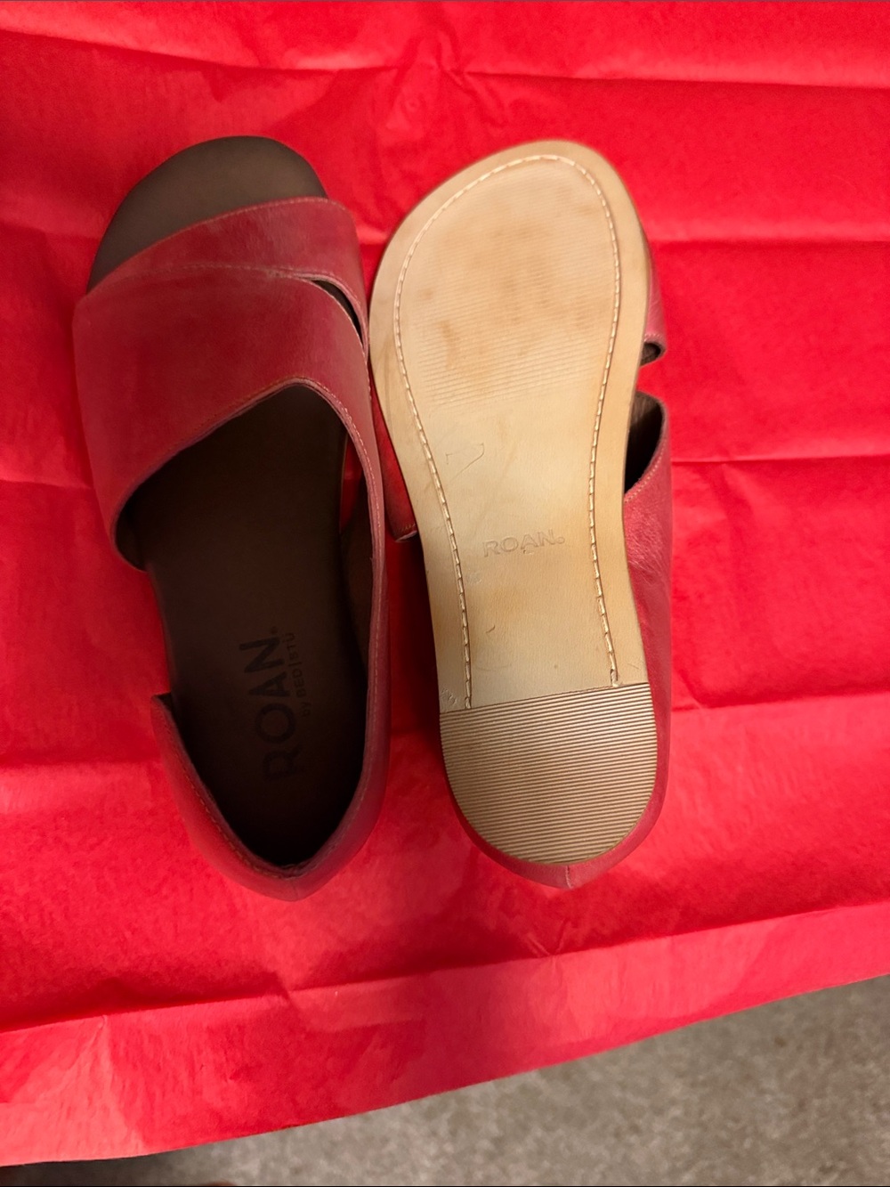 Roan Ladies' Red Slide Sandals with Wide Cross Band